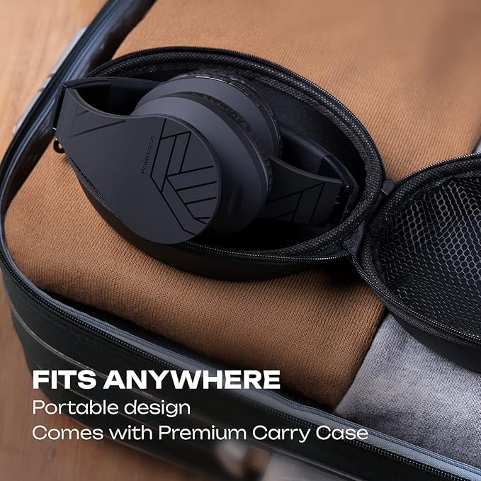 PowerLocus Bluetooth Over-Ear Headphones, Wireless Stereo Foldable Headphones Wireless and Wired Headsets with Built-in Mic, Micro SD/TF, FM for iPhone/Samsung/iPad/PC (Black)