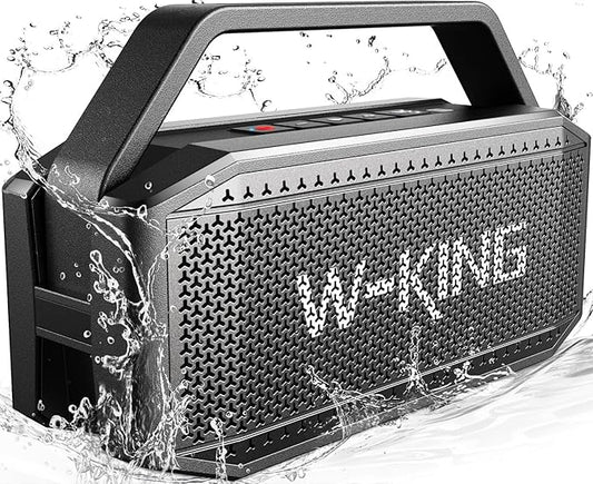 W-KING Portable Loud Bluetooth Speaker, 100W Max Waterproof Outdoor Speakers Bluetooth Wireless, IPX6 Party Big Large Speaker Boombox, 60W Exlarge Deep Bass Passive Radiator/40H/Power Bank/TF/AUX/EQ