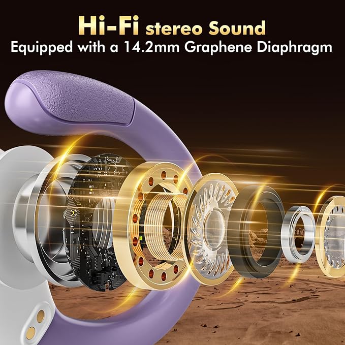 Wireless Earbuds, Sports Bluetooth Headphones, 80Hrs Playtime Ear Buds with LED Power Display, Noise Canceling Headset, IPX7 Waterproof Earphones for Workout/Running (Purple)