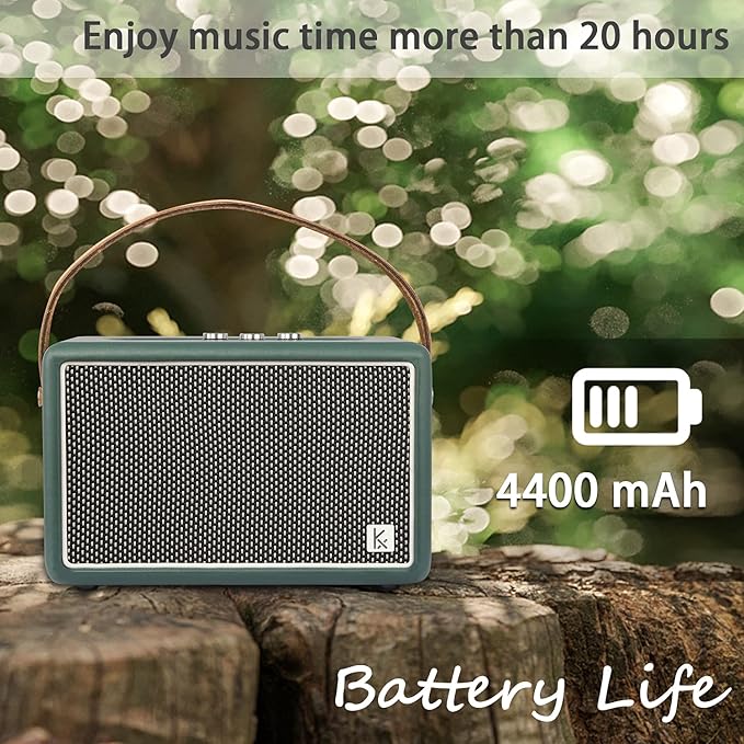 Vintage Bluetooth Speaker, KONEX 40W Leather Portable Wireless Speaker, Bluetooth 4.2 Heavy Bass Music Player, 20H Long Playtime, Outdoor Speaker for Home, Office, Party, Gift for Friend