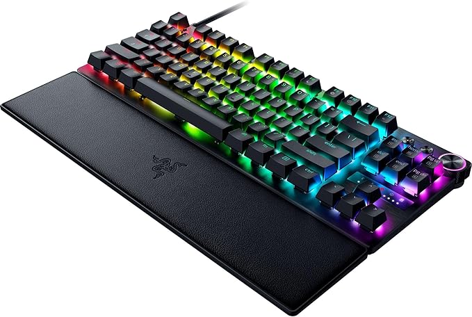 Razer Huntsman V3 Pro TKL Esports Gaming Keyboard: Analog Optical Switches - Razer Snap Tap - Rapid Trigger - Adjustable Actuation - Media Keys & Dial - Doubleshot PBT Keycaps - Wrist Rest - Black