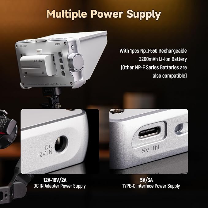 VILTROX DC-V1 Touch Screen Camera Field Monitor, 1920x1080 IPS 5.5 inch DSLR Camera Monitor with Sunshade Hood and Battery, 3D LUT HDR 4K HDMI in/Output Exposure Waveform Focus Assist Video Monitor