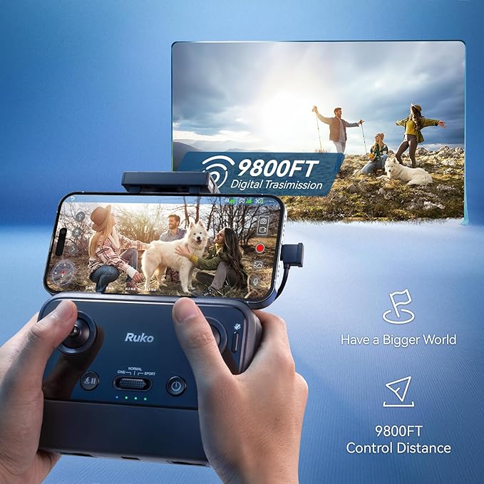 Ruko U11MINI Drones with Camera for Adults 4K, 70Mins 2 Batteries, Under 250g, Camera Drone with GPS TOF 9800FT Long Range Auto return for beginner