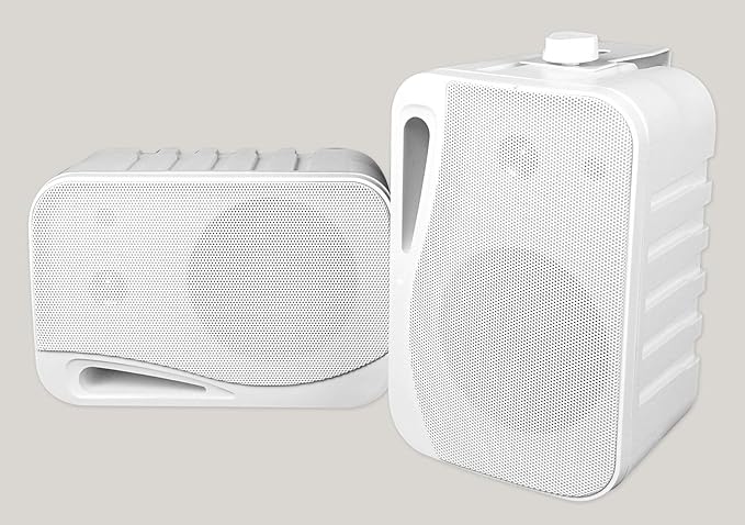 Rockville Pair HP4S-8 4-Inch 360W Outdoor/Indoor Speakers, 8 Ohm, IPX44 Weather-Resistant, Swivel Brackets, Removable Paintable Grills, for Home Theater and Patio