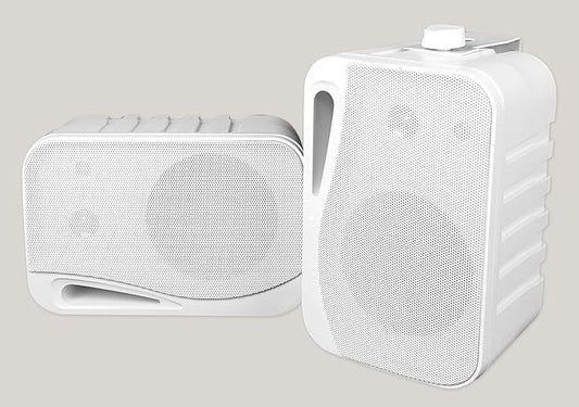 Rockville Pair HP4S-8 4-Inch 360W Outdoor/Indoor Speakers, 8 Ohm, IPX44 Weather-Resistant, Swivel Brackets, Removable Paintable Grills, for Home Theater and Patio