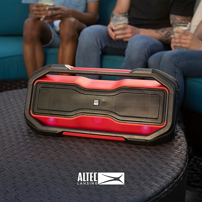 Altec Lansing ROCKBOX XL Wireless Bluetooth Speaker, Portable Waterproof with 20 Hour Playtime and 5 Illuminating LED Light Modes, Floating Wireless Speaker for Indoors and Outdoors