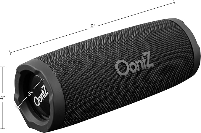OontZ Cylinder Portable Bluetooth Speaker 5.0 - IPX7 Waterproof, 14W Enhanced Sound, 20-Hr Battery, 100ft Wireless Range, Deep Bass and Clear Audio, Durable Shower Speaker for Pool or Beach (Black)