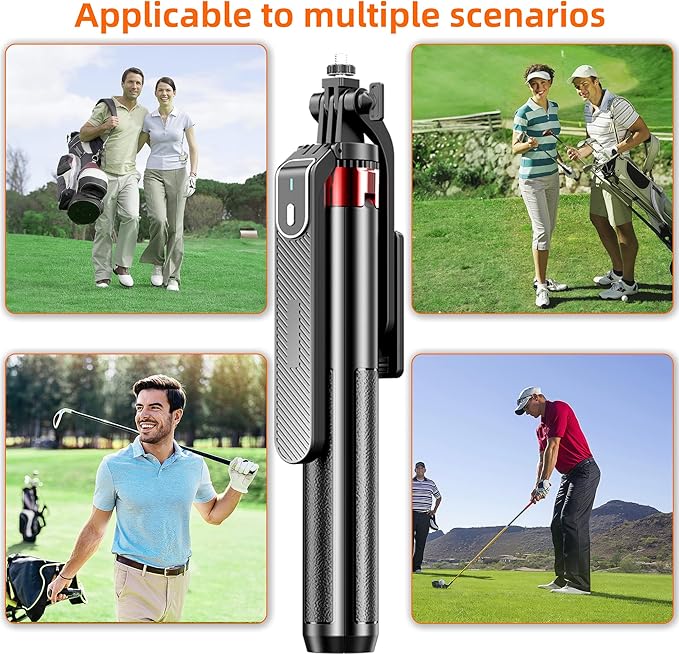 Monopod and Tripod Selfie Stick to Record Golf Swing - Etendable Cell Phone Tripod Stand with Wireless Remote and Phone Holder, Golf Training Aid - Compatible with All iPhone Android Phone