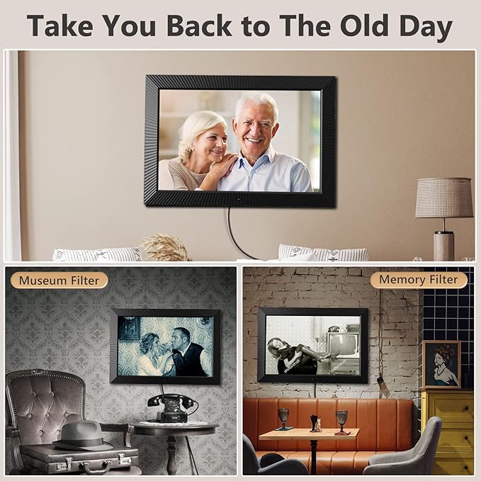 17 Inch Digital Picture Frame, Benibela 2.4G/5G Dual WiFi AI Smart Electronic Photo Frame, Remote Control, Motion Sensor, Wall Mounted, 32GB, Share Mother's Day Video via App Cloud Email USB(16:10)