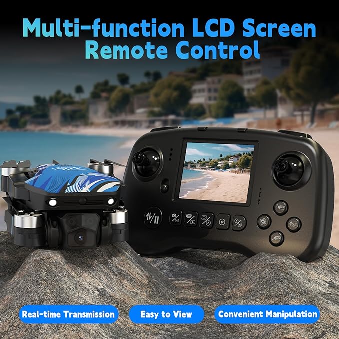 Drone with 4k Camera for Adults, Mini Drone with LCD Screen 2.8 Inch, 32G SD Card, Brushless Motor 270° Obstacle Avoidance, Foldable Remote Control Quadcopter for Beginners