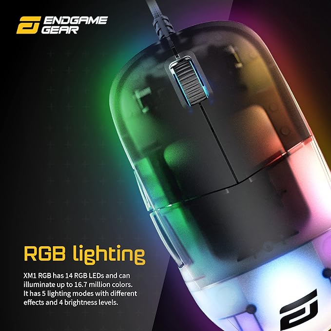 ENDGAME GEAR XM1 RGB Gaming Mouse, Programmable Mouse with 6 Buttons and 16,000 DPI, 2.75 oz., Dark Frost