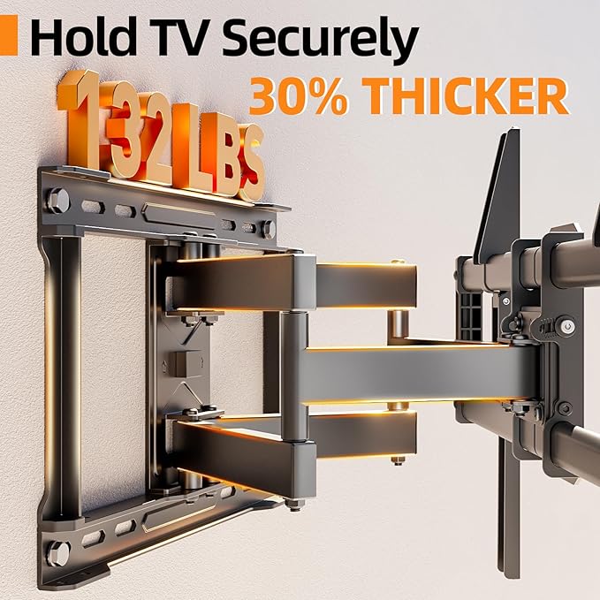 75 85 inch Full Motion TV Wall Mount for 40-86'' TV Mount, Heavy Duty Adjustable articulating Bracket Tilt Swivel Extension Level, VESA 600x400mm, 16" Studs, 132 lbs for 65 70 75+ TVs