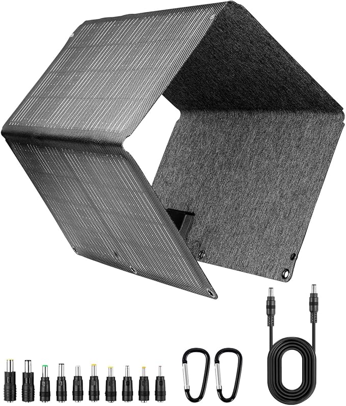 60W Portable Solar Panel, High-Efficiency Foldable Solar Charger with USB-A QC 3.0, USB-C PD 30W, DC Outputs, Waterproof ETFE Solar Panel for Camping, Hiking, and Outdoor Power Supply