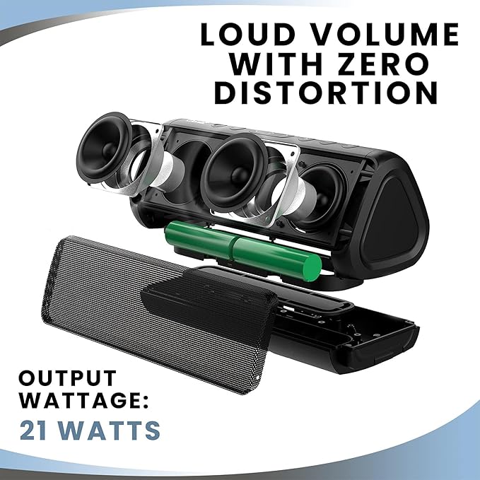 Angle 3 Pro Dual Waterproof Bluetooth Speaker 2-Pack - Powerful Party Speaker Set with 21W Output and 100Ft Range - Dual Stereo Sound by OontZ (Black)