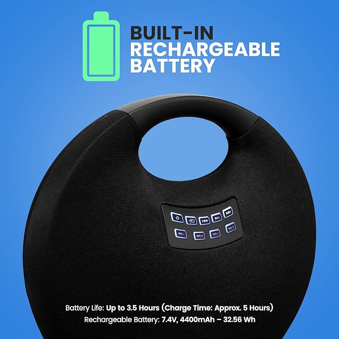 Pyle Mini IPX4 Waterproof Wireless Portable Bluetooth Speaker, with Built in Rechargeable Battery, Wireless Microphone, Clear Surround Sound, for Indoor and Outdoor Activities