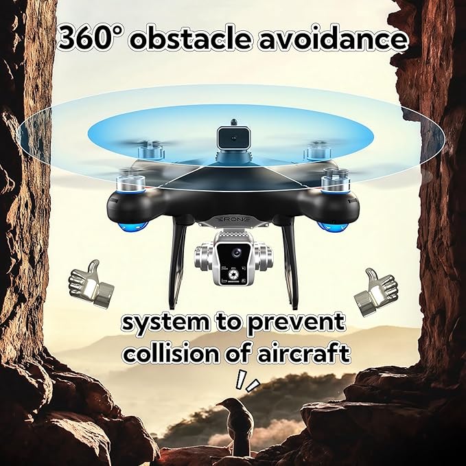 KY102 Drone with Screen Controller with SD card, Brushless Motor, Optical Flow Localization, Active Obstacle Avoidance, 2 batteries, One Key Take Off/Landing. (2 batteries - White)