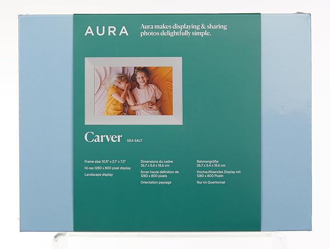 Aura Carver WiFi Digital Picture Frame | The Best Digital Frame for Gifting | Send Photos from Your Phone | Quick, Easy Setup in Aura App | Free Unlimited Storage | Sea Salt