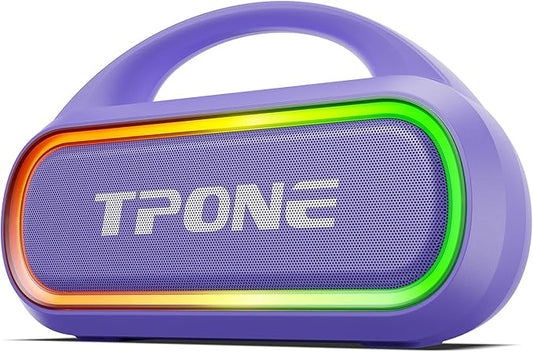 TPone Portable Bluetooth Speaker, 30W (Peak) Wireless Speaker for Outdoor, Up to 12H Playtime, IPX5 Waterproof with Light, TWS Pairing, for Home/Party/Outdoor/Beach, Birthday Gift (Chilled Lilac)