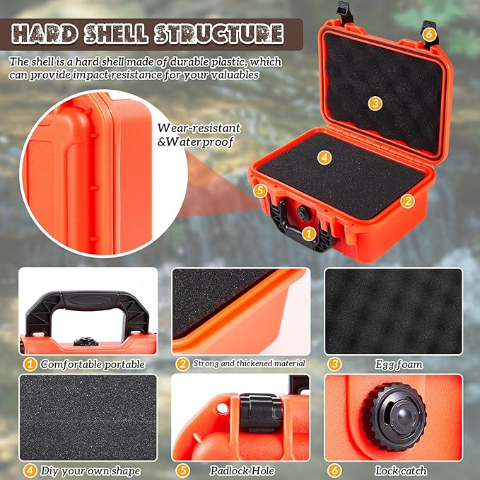 16.3 x 12.4 x 6.5 Inch Waterproof Hard Case with DIY Customizable Foam Insert Portable Protective Case with Knife for Camera Drones Equipments Tools Test Instruments (Reddish Orange)
