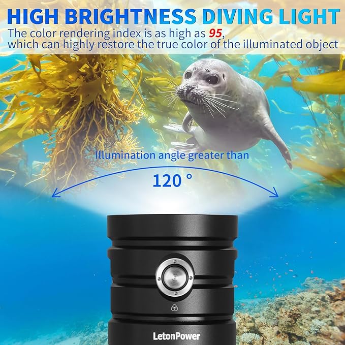 Turbo S Pro Dive Light, 13000Lumens 100m Underwater Video Light,Diving Flashlight,Waterproof Flashlight with Type-C Charging for Professional Under Water Sports