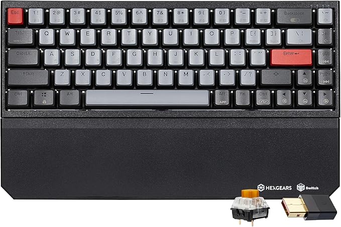 Hexgears X1 Pro Wireless Mechanica Keyboard, Hot-swappable Tactile Switch Gaming Keyboard Bluetooth/2.4G/USB-C 65% Mini Compact with Wrist Rest - Blakc/Gray