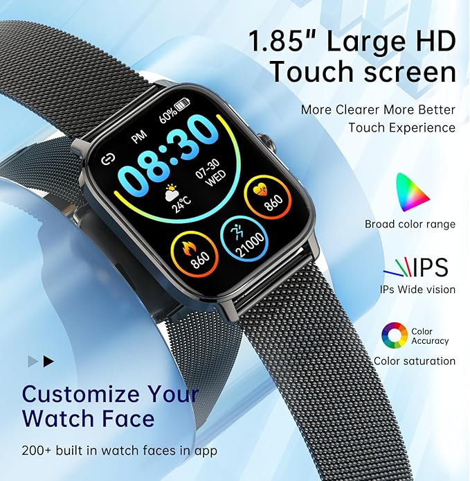 Smart Watch for Men Women Fitness: Make Answer Call Digital Mens Watches Waterproof Running Pedometer Smartwatch for Android Phone iPhone Samsung Compatible Sleep SpO2 Heart Rate Monitor Step Tracker