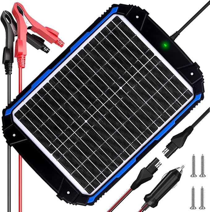 SUNER POWER 20W 12V Solar Battery Trickle Charger & Maintainer PRO, Built-in Intelligent MPPT Controller, Waterproof 12 Volt 20 Watt Solar Panel Charging Kits for Car Marine RV Trailer Boat Automotive