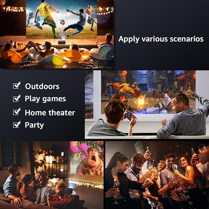 5G WiFi Bluetooth Native 1080P Projector[Projector Screen and Carrying Bag Included], CEBORY 15000LM Full HD Movie Projector,300" Display 4k Home Video Projector,Compatible with HDMI/USB/PHONE/Laptop