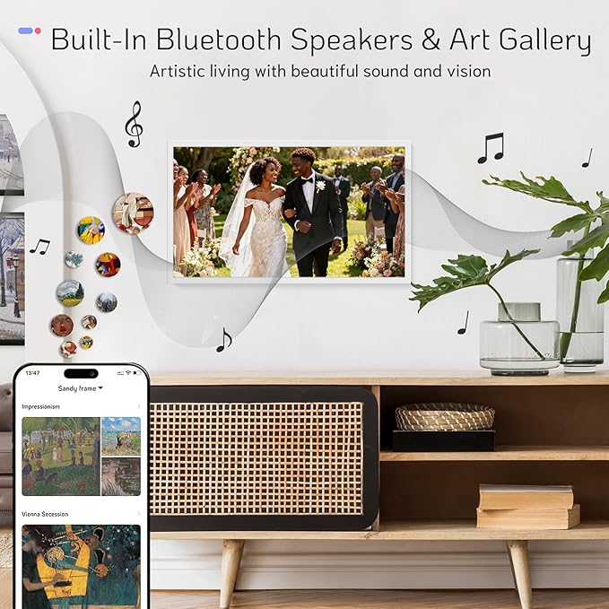 NexFoto 32 Inch Touchscreen Large Digital Picture Frame 64GB, FHD WiFi Digital Photo Frame, Add Photos from Google Photos, Easy to Share Videos, Gifts for Wedding, Housewarming, Birthday, White