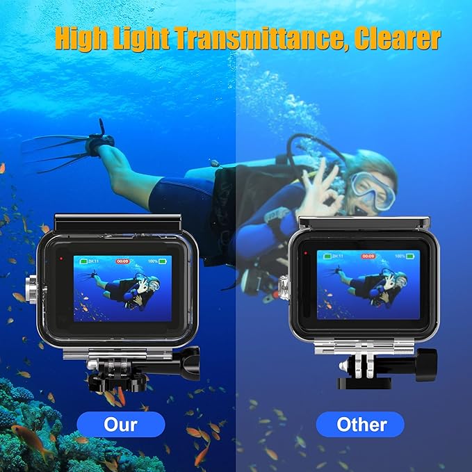 Waterproof Case with Dive Filters for GoPro Hero 13 /Hero 12 /Hero 11 /Hero 10 /Hero 9 Black, 230FT/70M Underwater Protective Housing Dive Kit, Professional Action Camera Dive Accessory