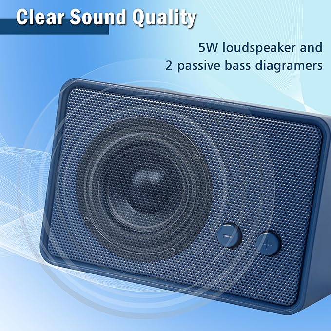 Bluetooth Speaker, Loud Small Portable Wireless Speaker with 5W HD Sound, Bluetooth V5.0, 12H Long Playtime, Outdoor Speaker for Home, Office, Party, Gift for Friend, Blue