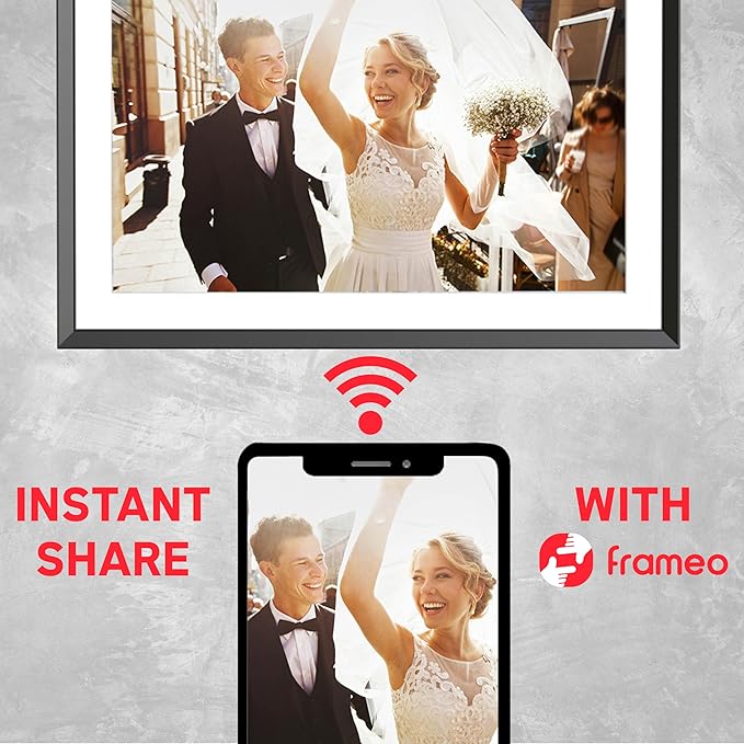 AGFA Photo Connected Digital Photo Frame Realiview APF1000 Wi-Fi 10 inch LCD - Display Photos/Videos, Clock, Weather, Auto Rotation, 32GB Memory, FRAMEO iOS/Android App Included - Black