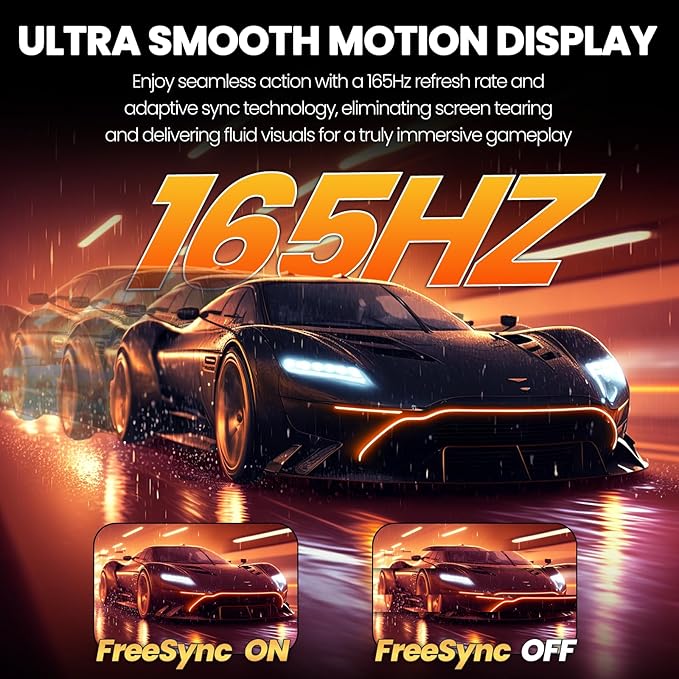 CRUA 34'' White Gaming Monitor, 165HZ/144HZ, WQHD(3440x1440P) IPS UltraWide Screen Computer Monitors with Built-in Speakers, Supports FreeSync, 120% sRGB, HDMI 2.0 & DP 1.4, Wall Mountable Installs