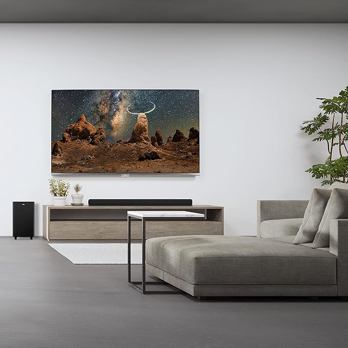 TCL Alto 8 Plus 3.1.2 Channel Dolby Atmos Smart Sound Bar with Wireless Subwoofer, WiFi, Works w/Alexa, Google Assistant & Apple Airplay 2, Bluetooth – TS8132, 39-inch, Black