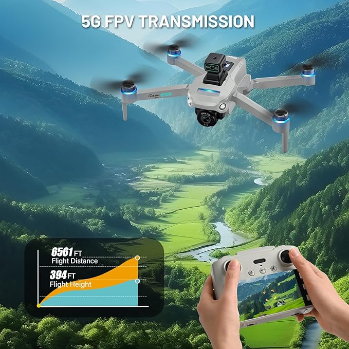 Drone with Camera for Adults 4K, Upgraded 4.5inch LCD RC Screen, GPS Quadcopter Brushless Motor, Auto Return, Follow Me, Waypoint Fly, Optical Flow, Visual Tracking,60 Mins Flight, Foldable 5G Transmission FPV Quadcopter for Beginners