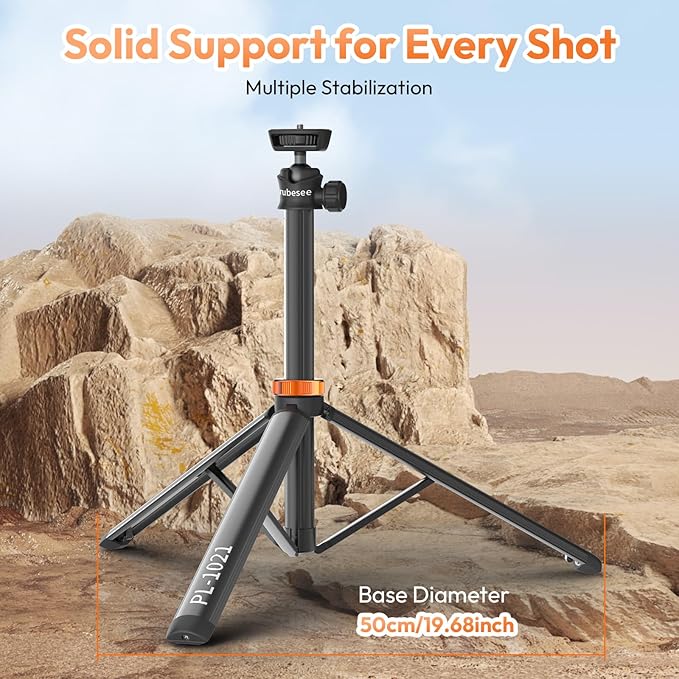 Extendable Tripod Aluminum, 79" Portable Adjustable Light Stand with 1/4" Screw, 360° Ball Head Camera Phone Tripod for Camera Video Light Smartphone, Lightweight for Travel