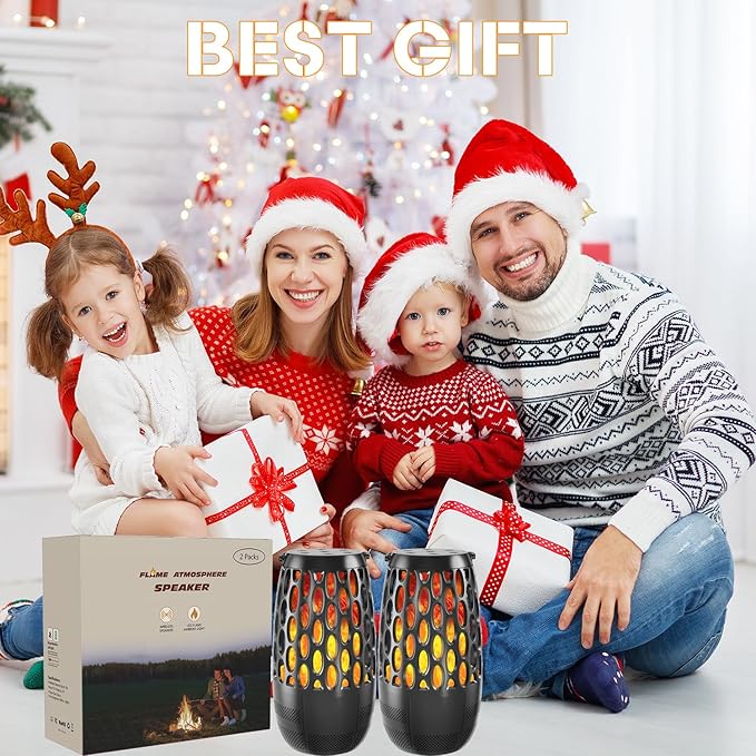 Upgraded Outdoor Bluetooth Speakers Patio with LED Lights – IPX6 Waterproof, Multi-Sync Up to 100 Speakers, Auto-Pairing, 3 Lighting Modes, Portable Patio & Garden Speaker, Ideal Gift for Men, Women