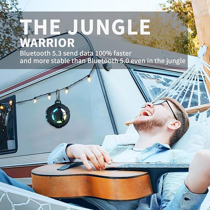 EBODA Bluetooth Shower Speaker, IP67 Waterproof Portable Speakers, Floating, TF Card, Small Outdoor Speaker with LED Light, True Wireless Stereo for Bike, Beach, Paddle Board, Kayak, Gifts