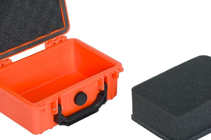 MEIJIA Portable All Weather IP67 Waterproof Protective Case, Hard Case,Camera Case With Customizable Foam,Fit Use of Drones, Cameras,Equipments, 8.12”x6.56”x 3.56” (Orange)