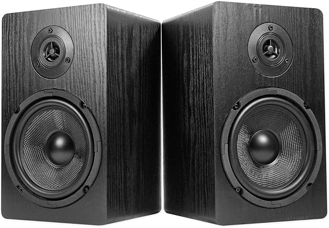 Rockville Pair RockShelf 68B V2 400W Black 6.5" Home Bookshelf Speakers, 8 Ohm, Kevlar Woofers, Silk Dome Tweeters, Wall-Mountable, for Home Theater and Stereo Systems