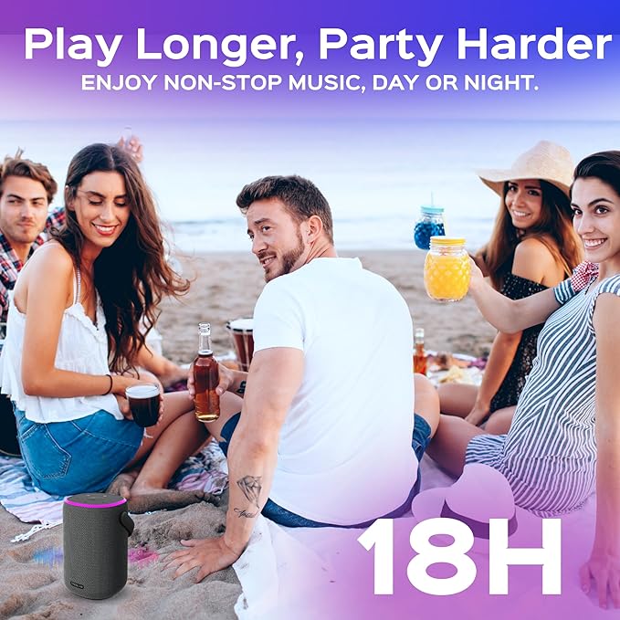 TREBLAB HD-Energy-Pro Outdoor Wireless Speakers with Bluetooth – Immersive 40W Audio, IPX6 Waterproof, 18H Battery, RGB Light, USB Playback, TWS, Built-in Mic – Portable Desktop Bluetooth Speaker