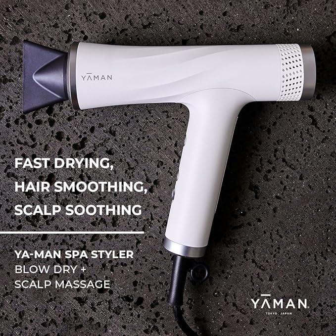 Blow Dryer with Scalp Massager for Hair Growth, Ionic Reset Technology, Hair Dryer with Diffuser Attachment - Quiet, Lightweight, and Powerful for Women (White)