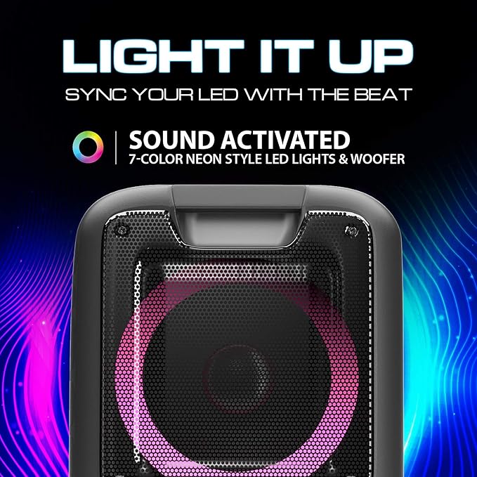 Party Speaker Dolphin Portable Bluetooth Speaker with Sound-Activated, TWS, Powerful X-Bass, Dual 10" Woofers, Long-Lasting Battery