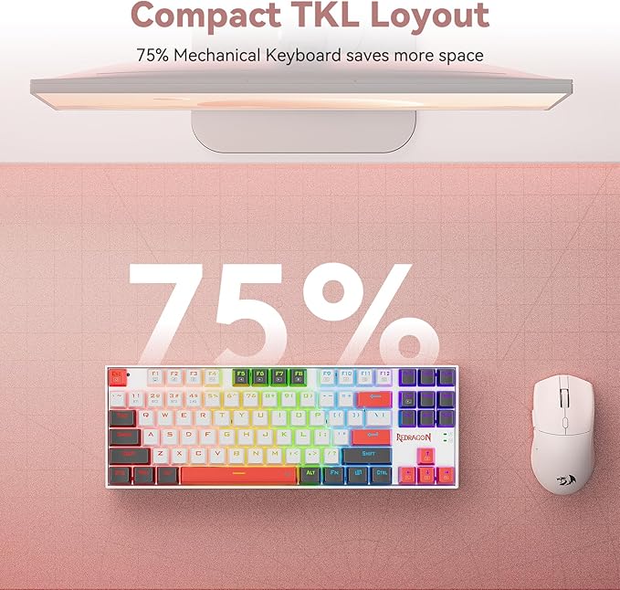 Redragon Wireless Gaming Keyboard, BT/2.4Ghz Tri-Mode Mechanical Keyboard with Aluminum Pannel, Hot-Swap Red Switch, Programmable 87 Keys TKL, LED Rainbow Backlit - K552WLR-KRS(Neo Nocturne)