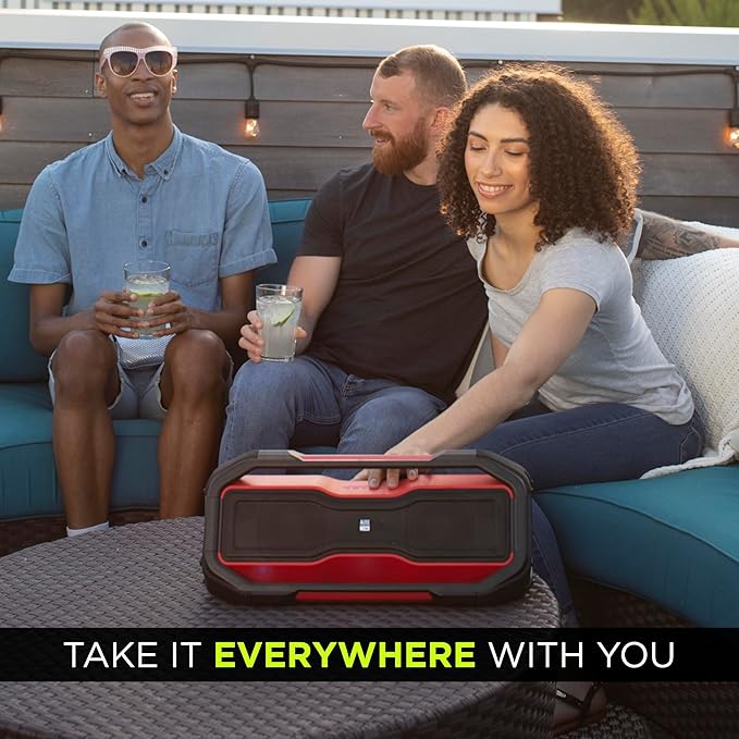 Altec Lansing ROCKBOX XL Wireless Bluetooth Speaker, Portable Waterproof with 20 Hour Playtime and 5 Illuminating LED Light Modes, Floating Wireless Speaker for Indoors and Outdoors