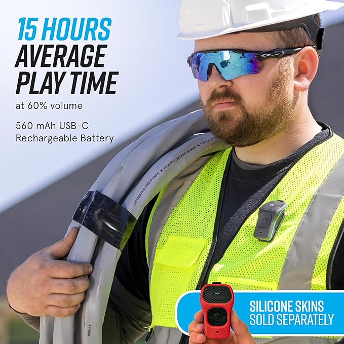 noxgear 39g Wearable Bluetooth Speaker, Magnetic Mini Clip-On, Waterproof Up to 15 Hours Playtime | Clip On Bluetooth, Wearable Speaker with Microphone, 100ft Range