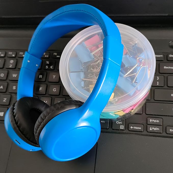 Kids Wireless Headphones, Over-Ear Design with Bluetooth 5.0, Adjustable Over-Ear Design, Available in Blue, Black, Pink (Blue)