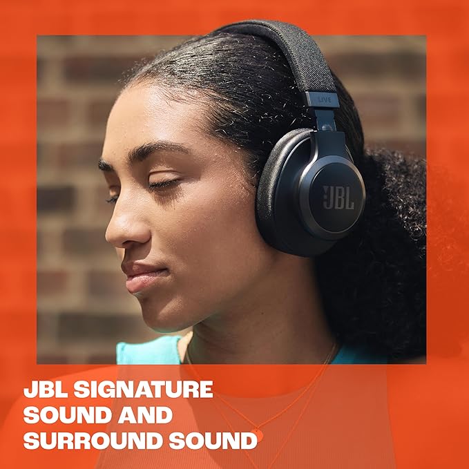 JBL Live 770NC - Wireless Over-Ear Headphones with True Adaptive Noise Cancelling with Smart Ambient, Up to 65 Hours of Battery Life, Comfort-fit Fabric Headband & Carrying Pouch (White)