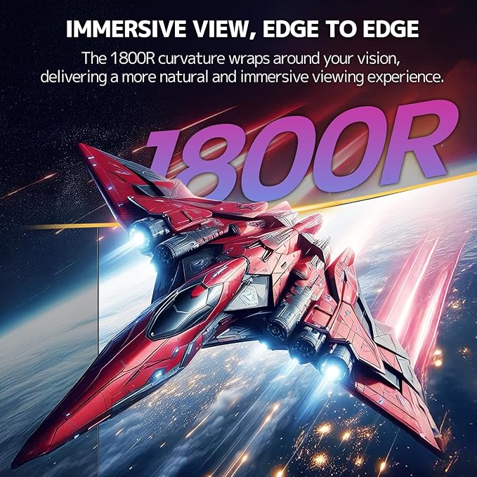 CRUA 32" Curved Gaming Monitor, 240Hz Full HD 1920×1080P VA Panel, 1800R Ultra-Wide Screen, 120% sRGB Color, AMD FreeSync, Low Blue Light, HDMI 2.0 & DP 1.4 Ports, Wall Mountable Installs-Black