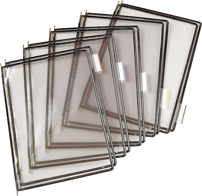 Tarifold DJOIS Wall Mount Reference System - Durable Steel Wire Frames - Letter-Size - 10 Double-Sided Non-Glare Display Pockets - 20 Sheet Capacity - Adjustable Tabs - Made in France - Black